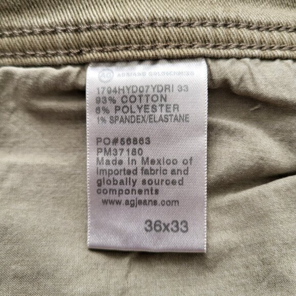 AG Adriano Goldschmied Everett Slim Straight Jeans in Green Men's Size 36X33 - Picture 5 of 5